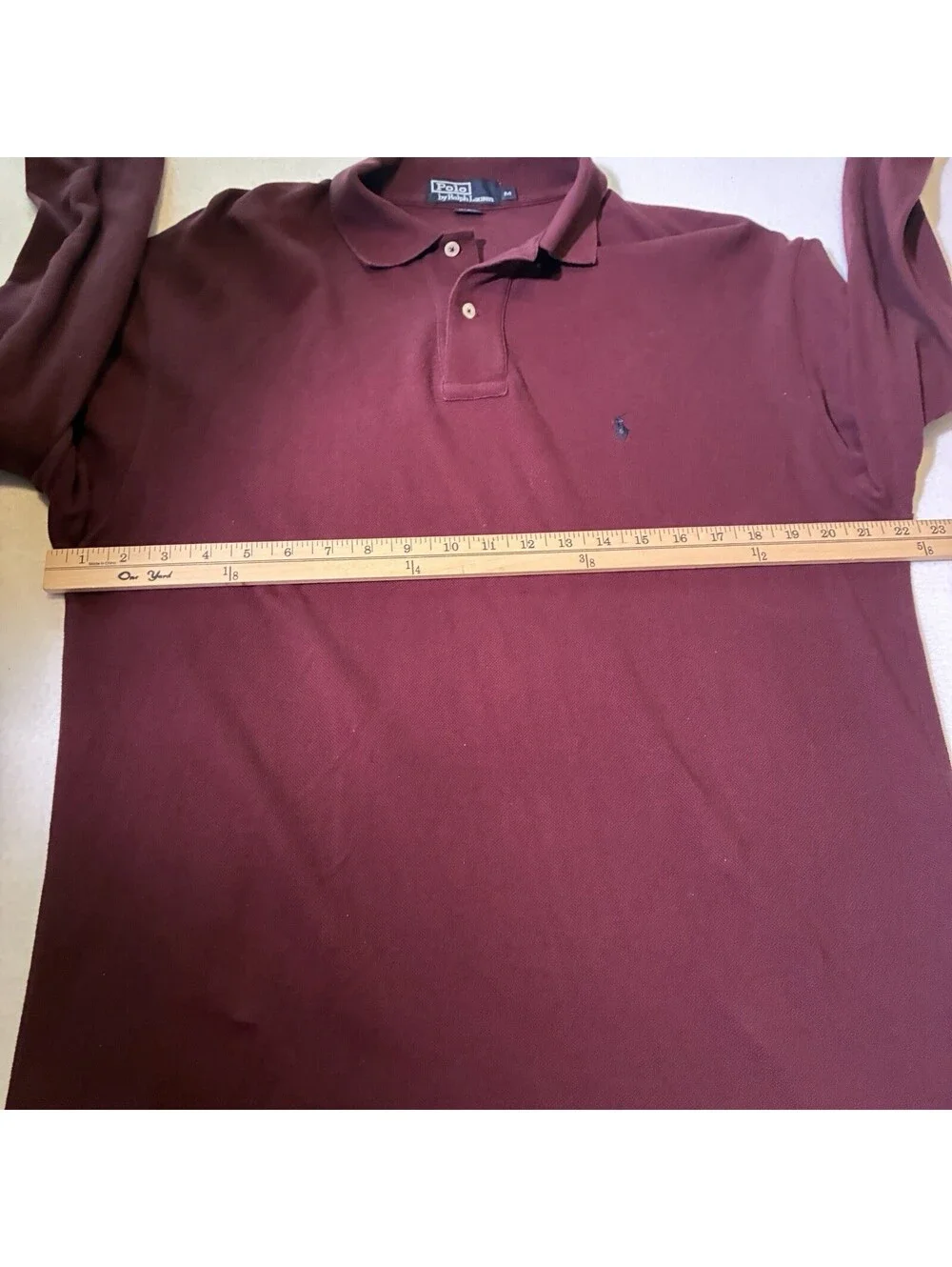 Polo Ralph Lauren Shirt Men Medium M Red Pony Long Sleeve Black Embroidered